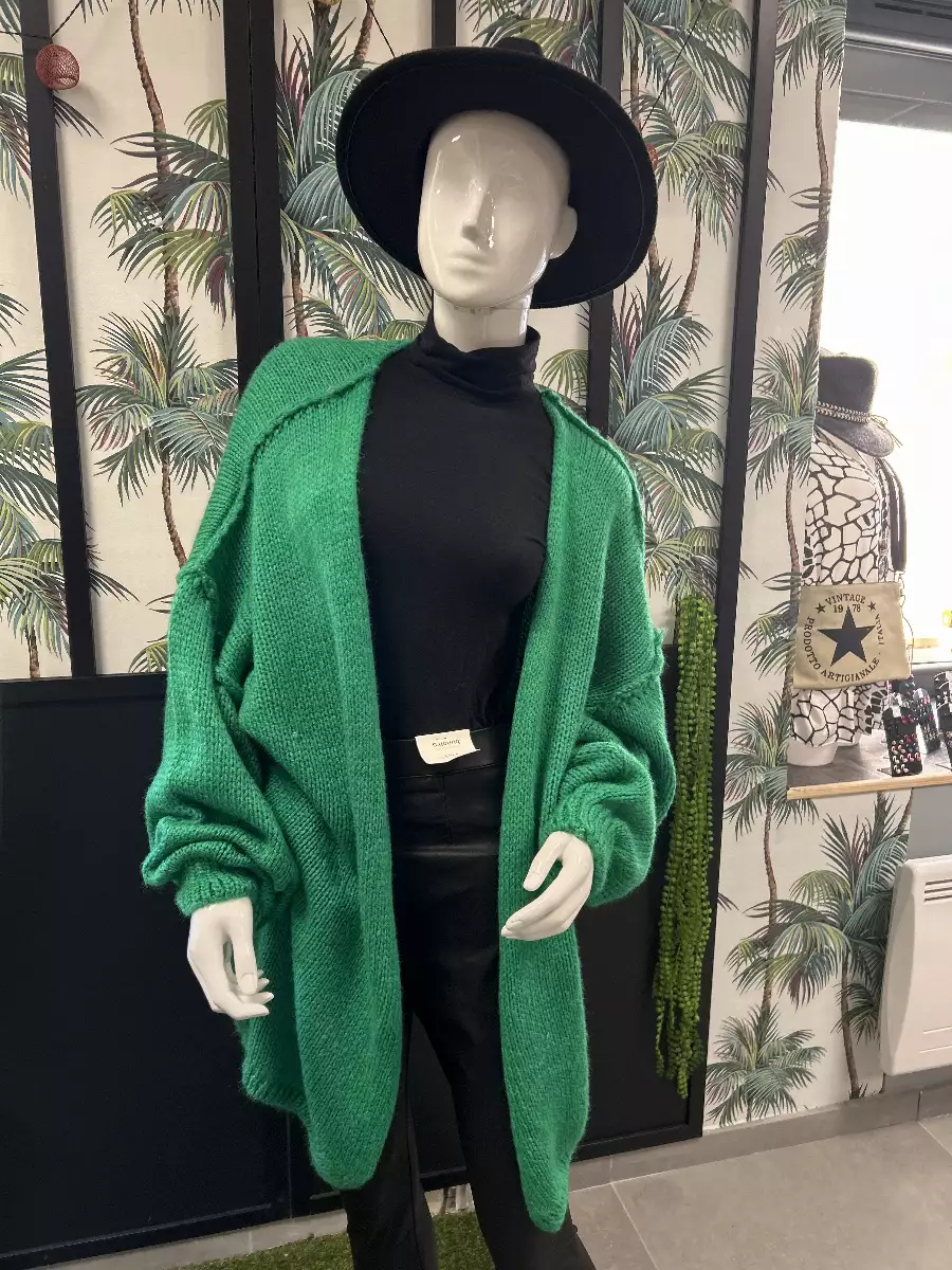 Long gilet vert