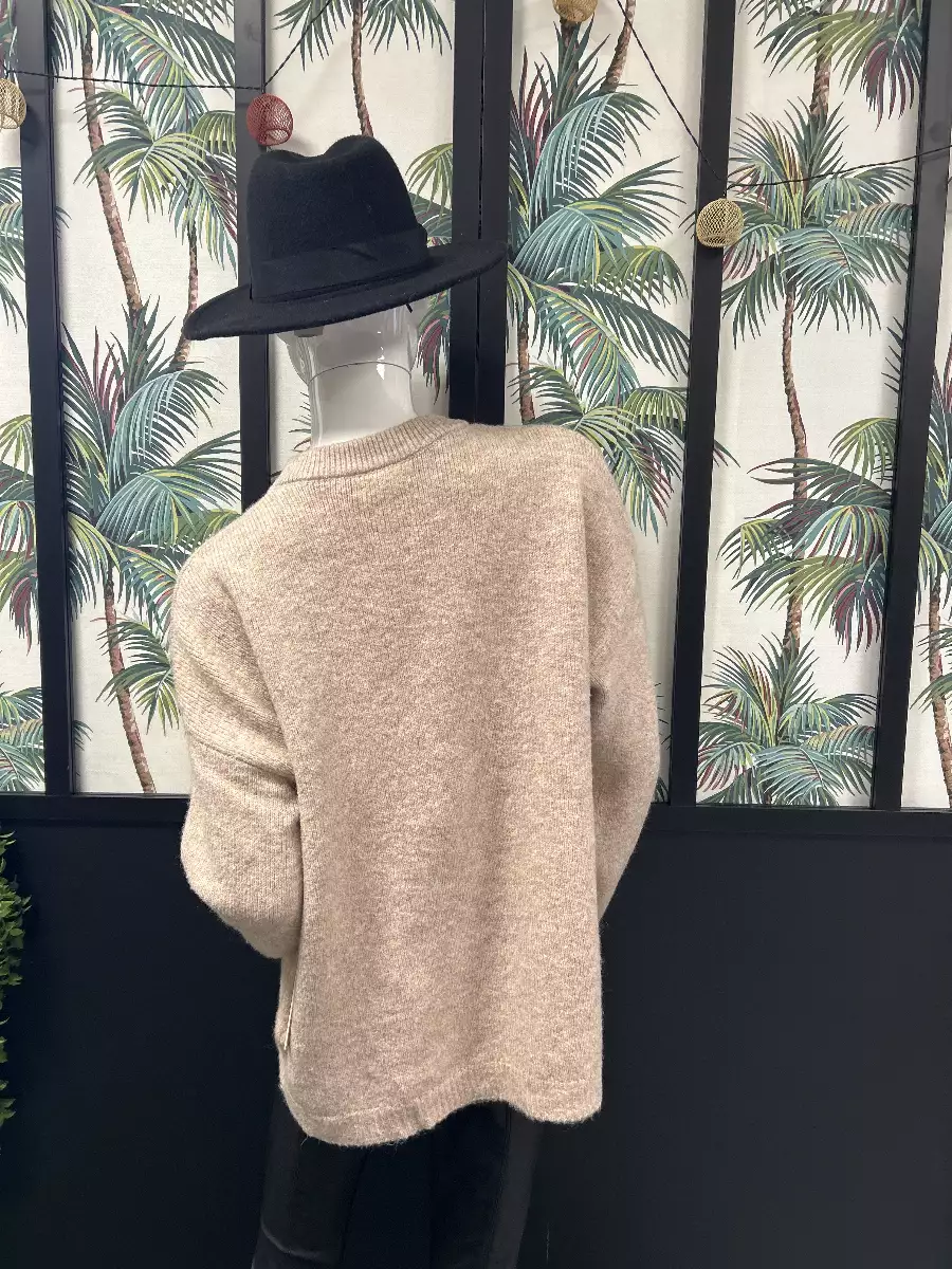 Pull taupe avec poche