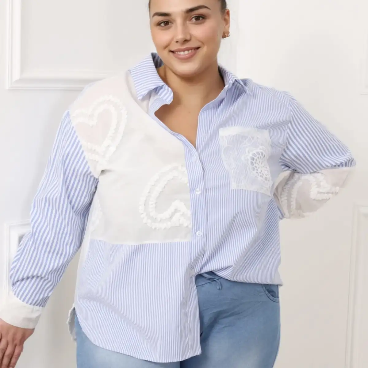 Chemise rayée coeur